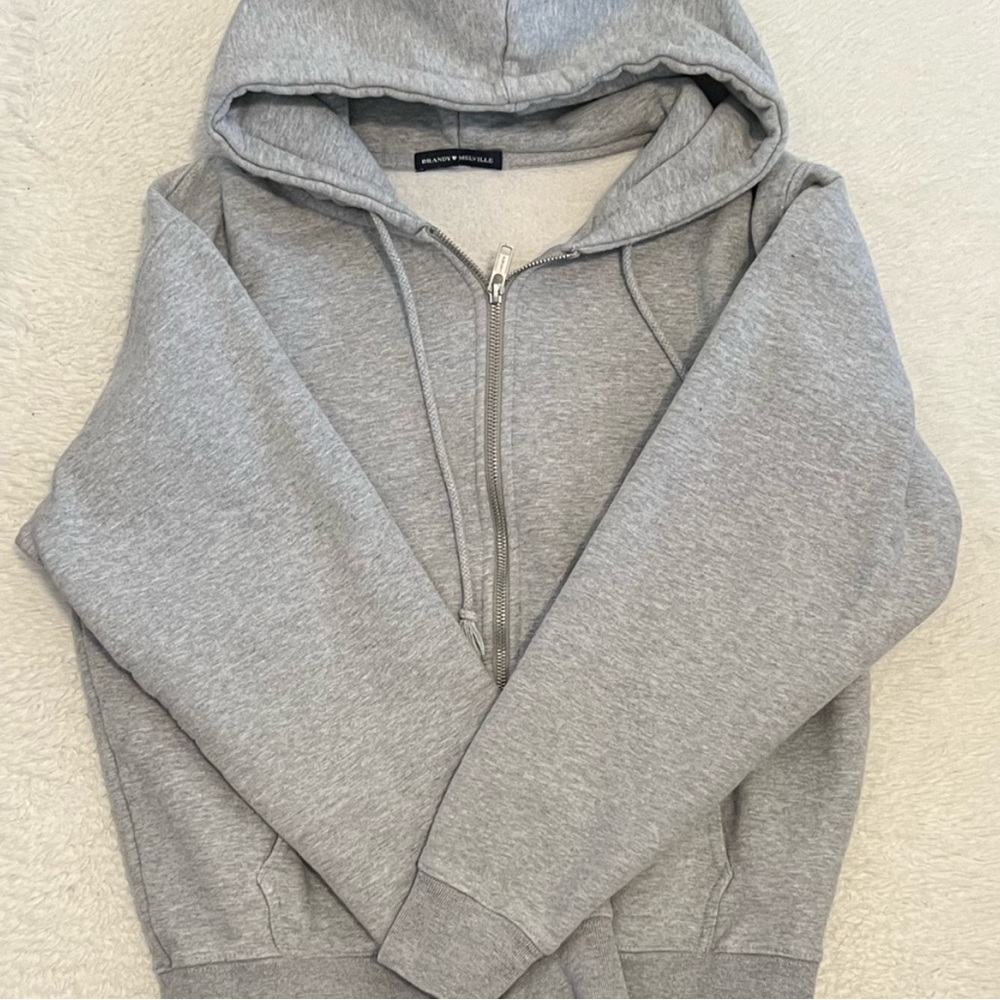 Brandy Melville Light Gray Zip-Up Jacket